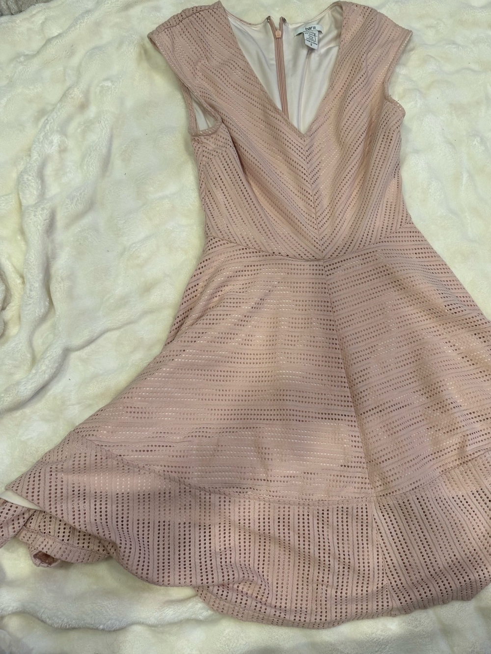 Bar III Blush Pink V-Neck Fit & Flare Mini Dress